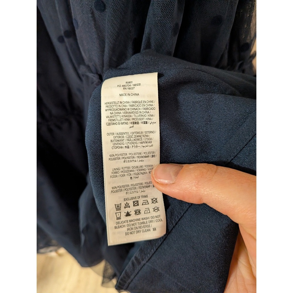NWT Boden Anna Tulle Midi Skirt Navy Blue Flocked Spot Size 14 Tiered Peasant - Picture 7 of 7